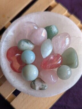 🩷 Heart Chakra Bowl ❤️ Green & Pink Crystal confetti Mix Rose Quartz Aventurine